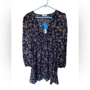 Cupshe Floral Mini Dress - Navy and Yellow